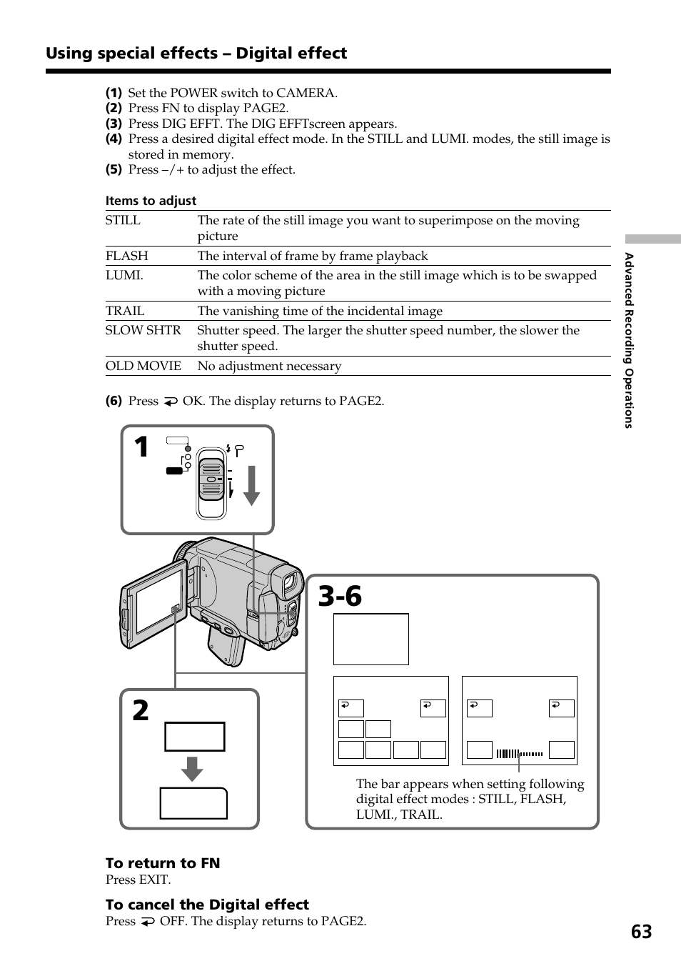 Page2, Dig efft, Using special effects – digital effect | Sony DCR-IP55 User Manual | Page 63 / 216