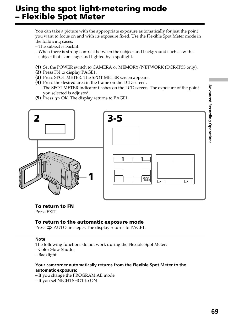 Spot meter | Sony DCR-IP55 User Manual | Page 69 / 216