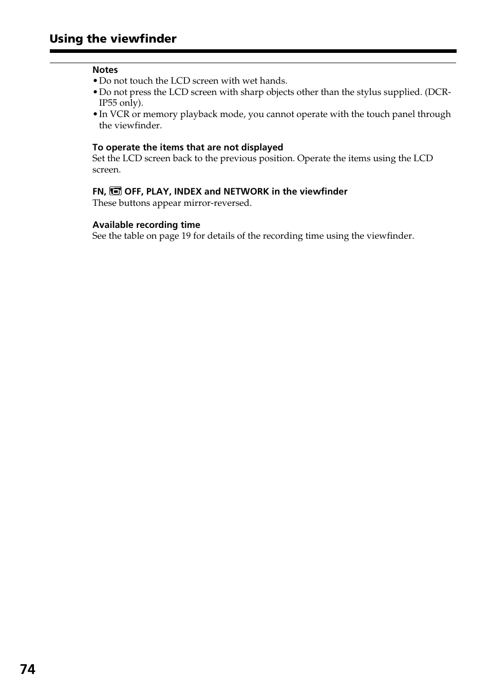 Sony DCR-IP55 User Manual | Page 74 / 216