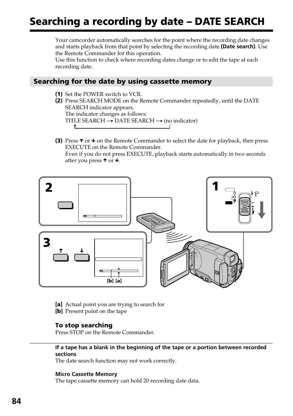 Searching a recording by date – date search | Sony DCR-IP55 User Manual | Page 84 / 216