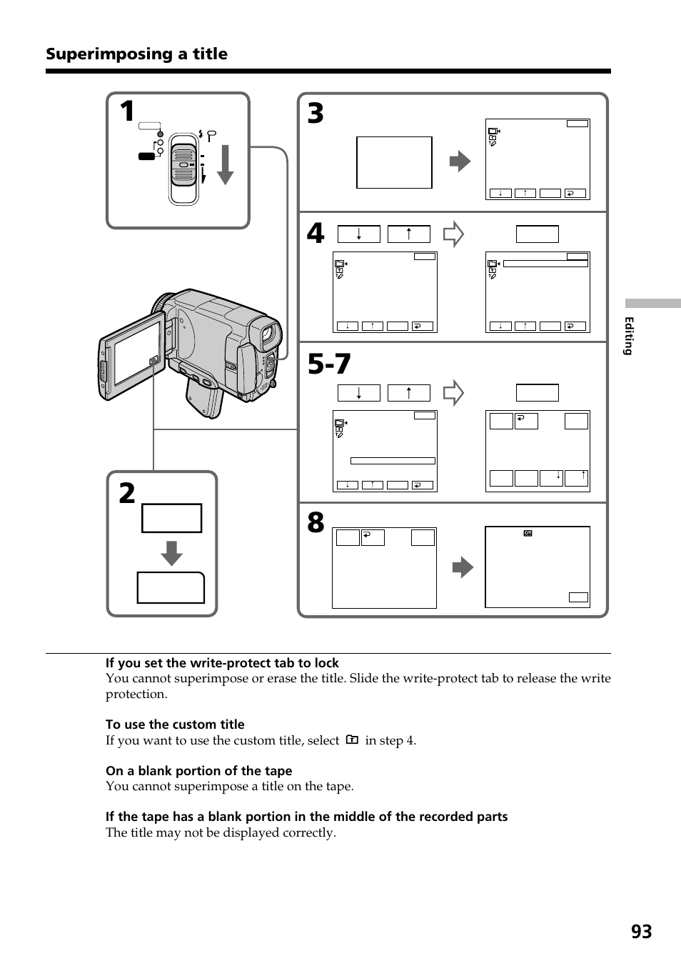 Page2, Title, Superimposing a title | Sony DCR-IP55 User Manual | Page 93 / 216