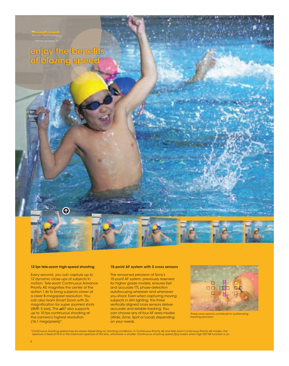 Enjoy the benefits of blazing speed | Sony SLT-A57K User Manual | Page 4 / 16