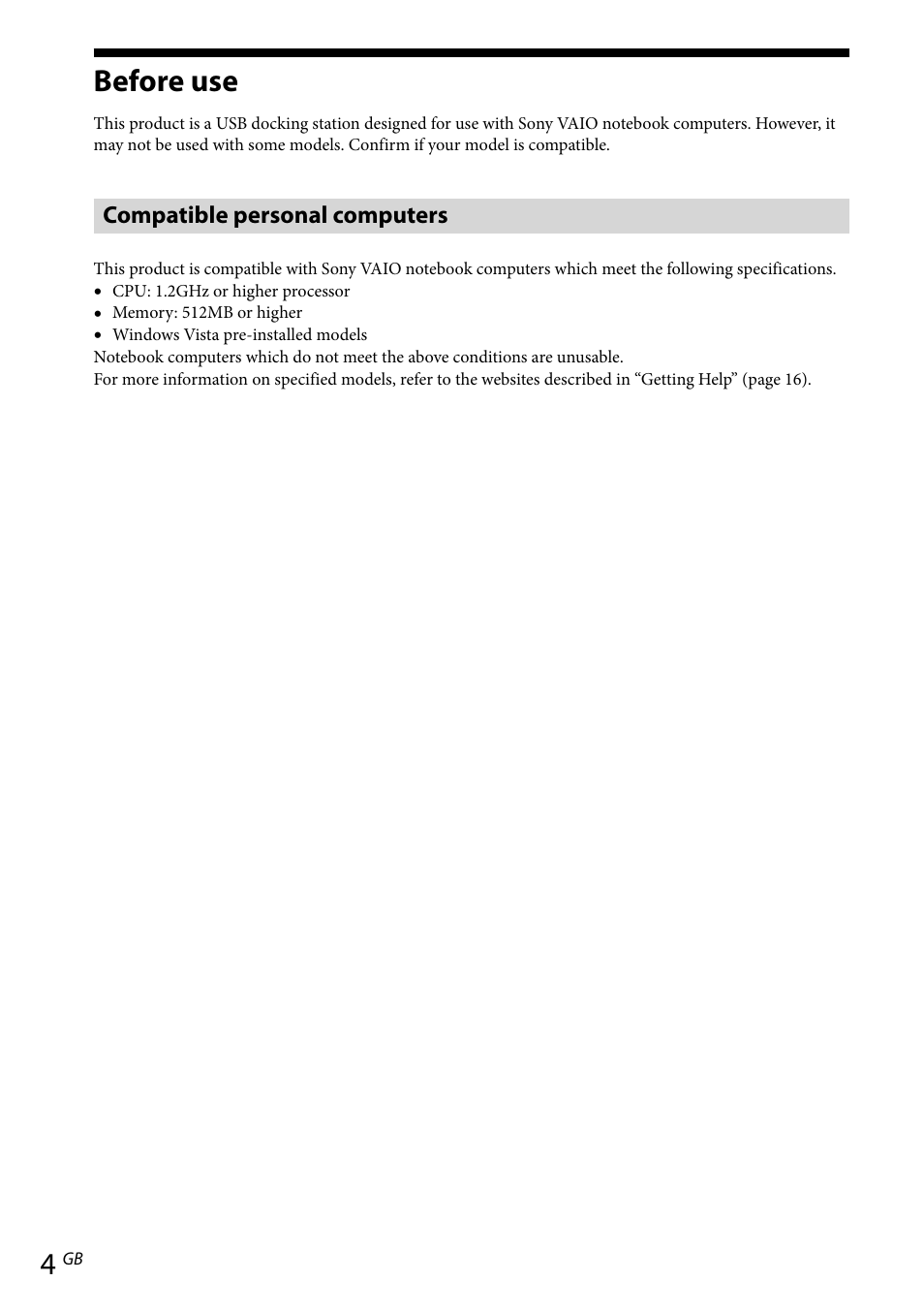 Before use, Compatible personal computers, Introduction | Sony VGP-UPR1 User Manual | Page 32 / 140