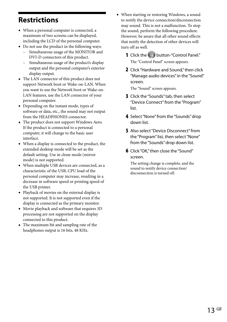 Restrictions | Sony VGP-UPR1 User Manual | Page 41 / 140