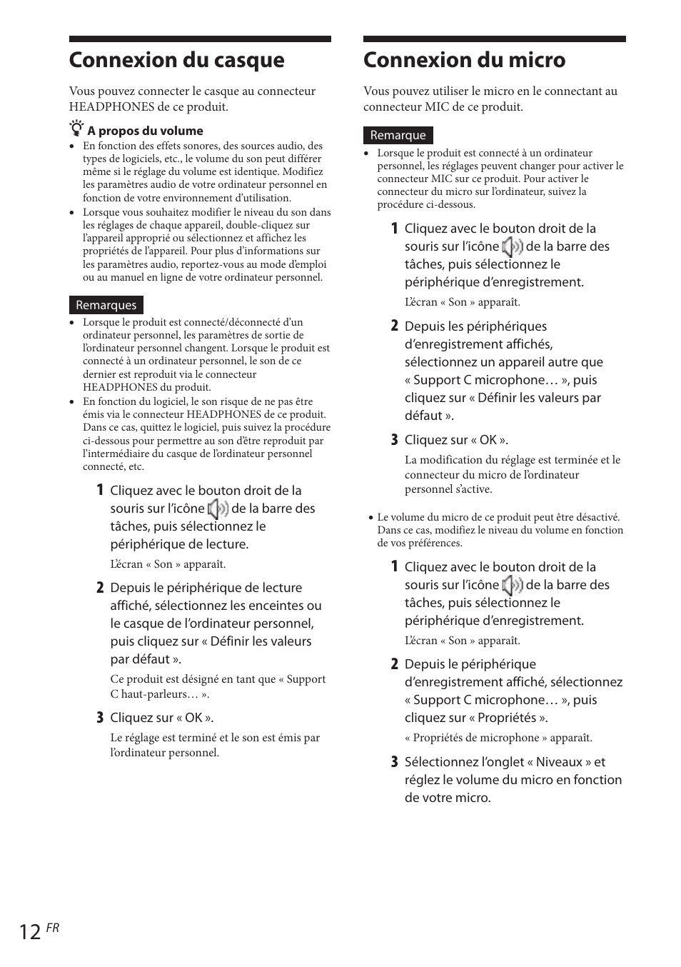 Connexion du casque, Connexion du micro, Connexion du casque connexion du micro | Sony VGP-UPR1 User Manual | Page 62 / 140
