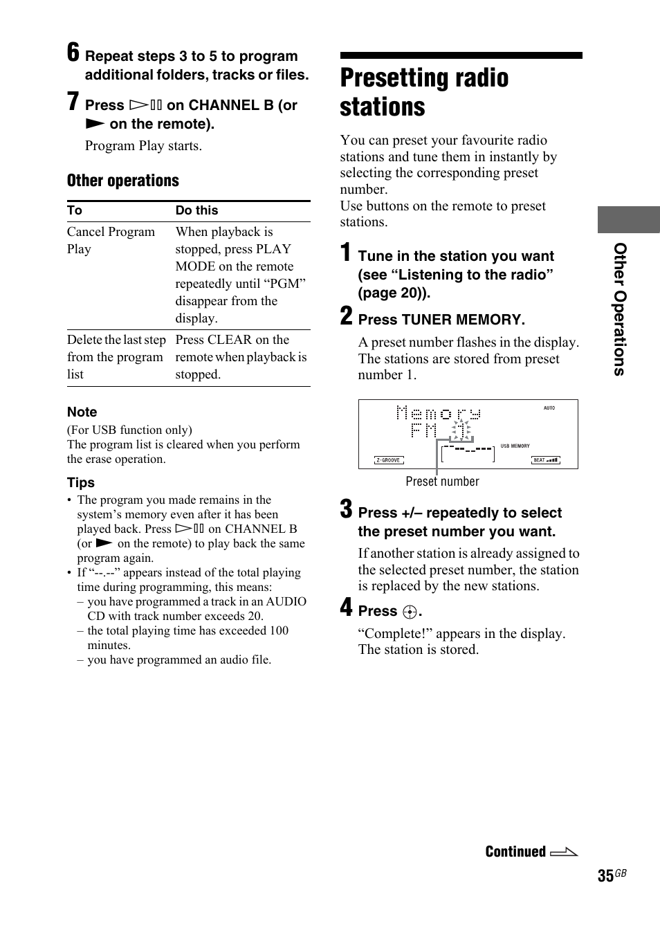 Presetting radio stations | Sony LBT-DJ2I User Manual | Page 35 / 56