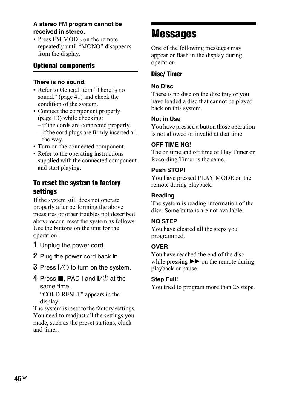 Messages | Sony LBT-DJ2I User Manual | Page 46 / 56