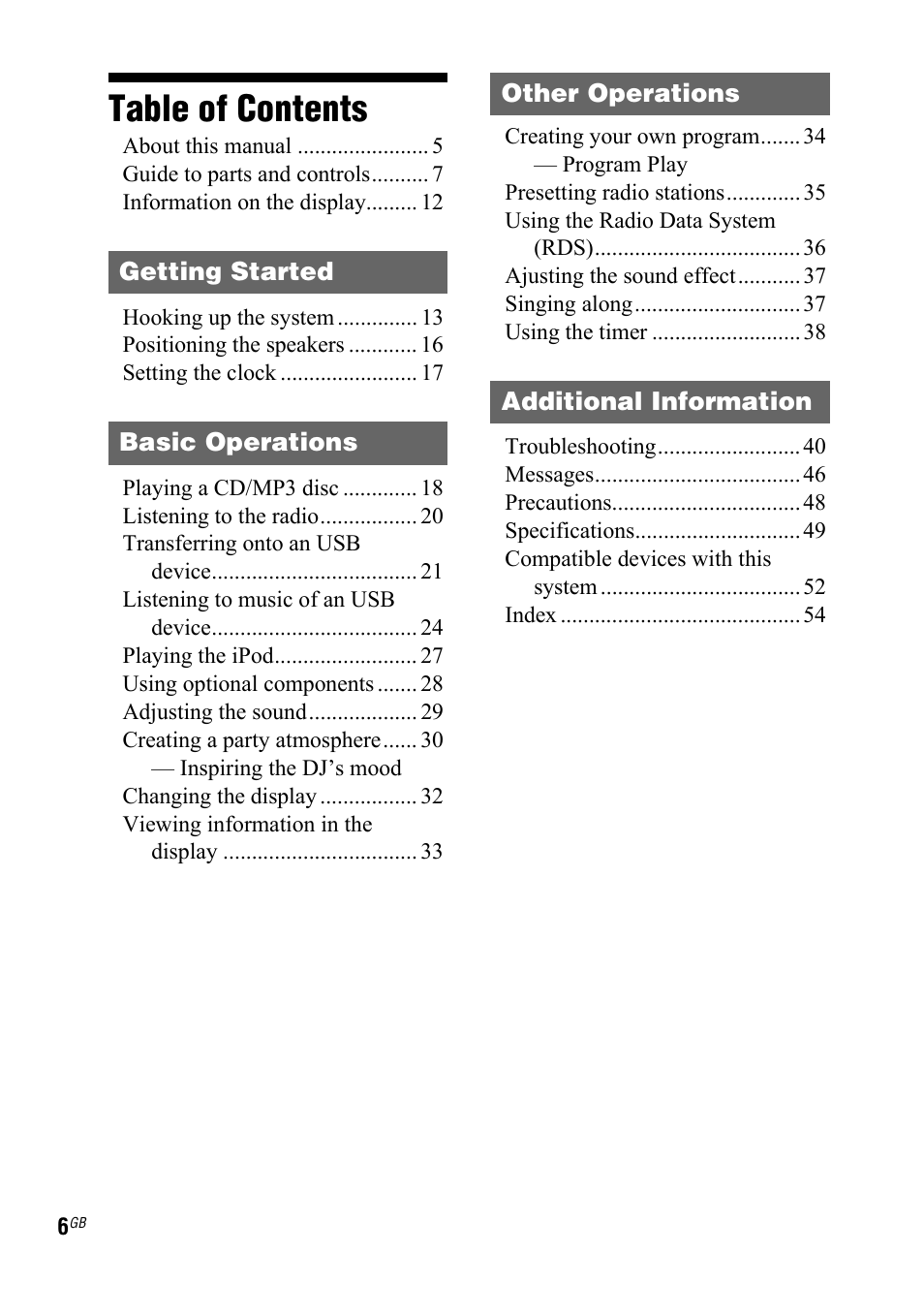 Sony LBT-DJ2I User Manual | Page 6 / 56