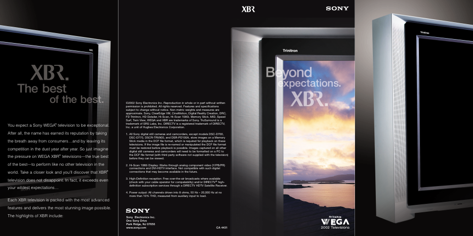 Sony KV-34XBR800 User Manual | 2 pages