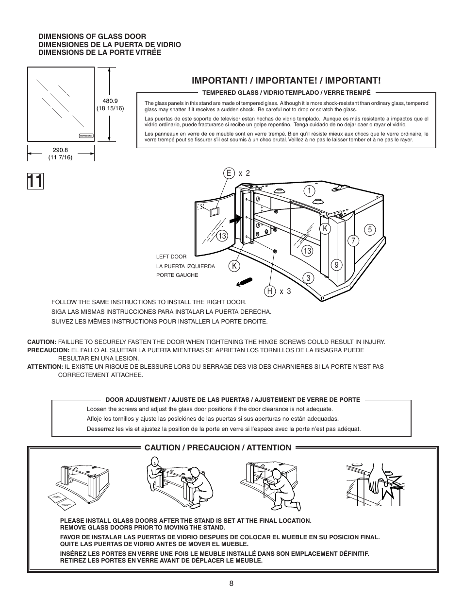 Important! / importante! / important | Sony SU-27F2 User Manual | Page 8 / 12