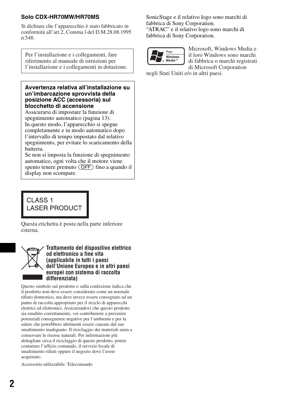 Sony CDX-HS70MW User Manual | Page 108 / 132