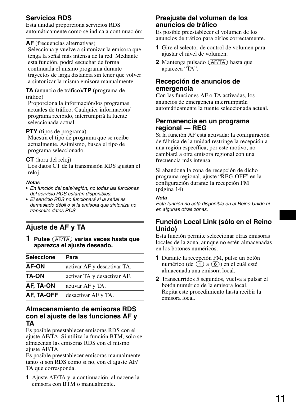 Ajuste de af y ta | Sony CDX-HS70MW User Manual | Page 53 / 132