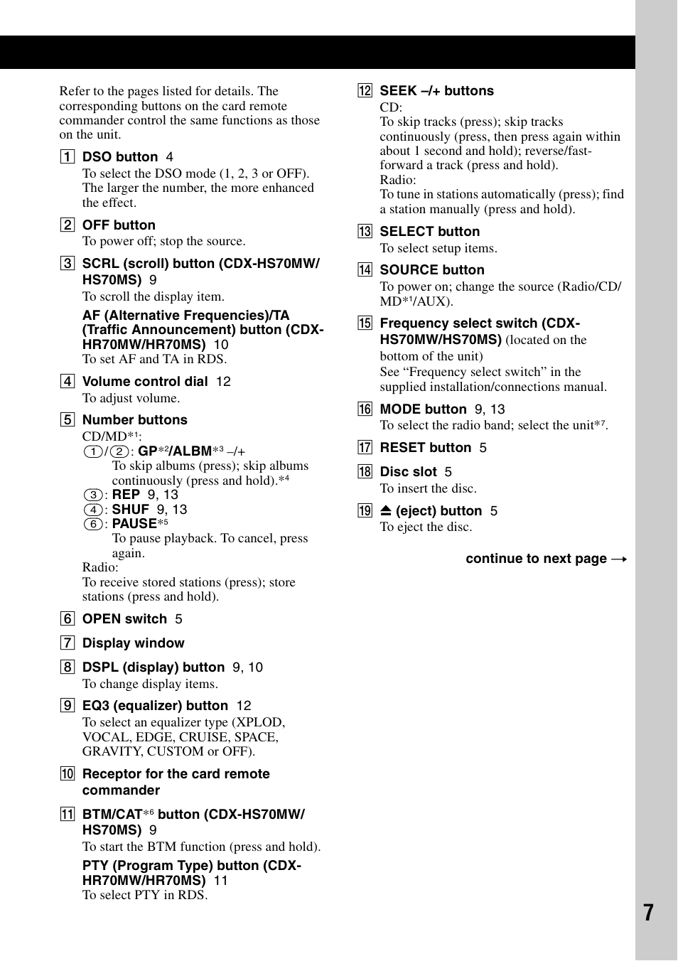 Sony CDX-HS70MW User Manual | Page 7 / 132