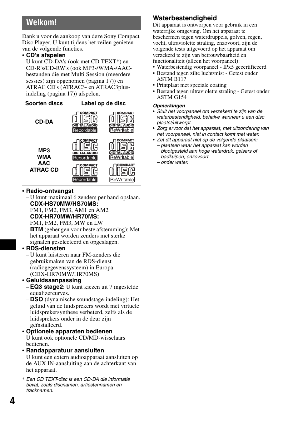 Welkom | Sony CDX-HS70MW User Manual | Page 90 / 132