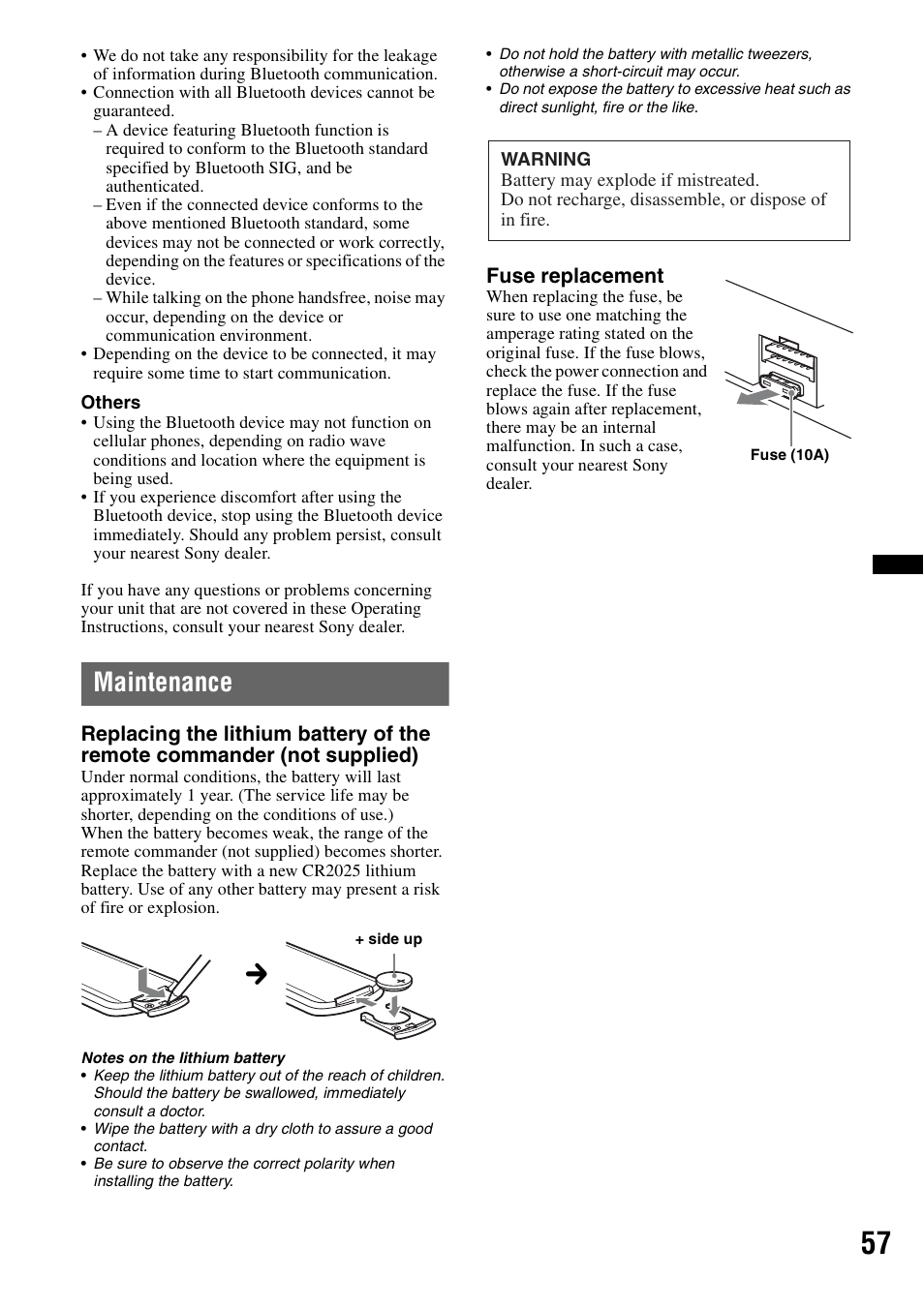 Maintenance | Sony XAV-63 User Manual | Page 57 / 200