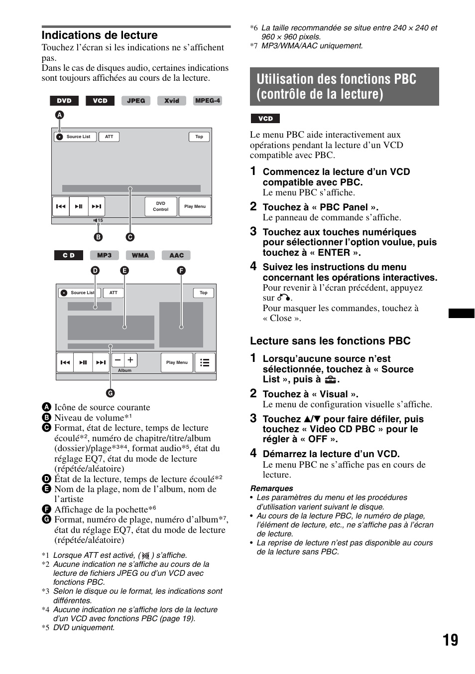 Indications de lecture, Lecture sans les fonctions pbc | Sony XAV-63 User Manual | Page 83 / 200