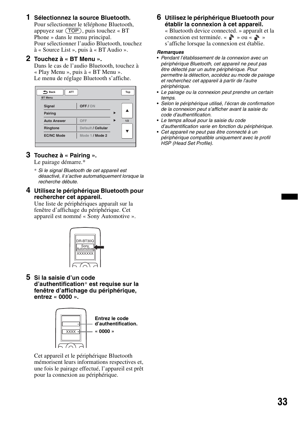 Touchez à « pairing ». le pairage démarre | Sony XAV-63 User Manual | Page 97 / 200