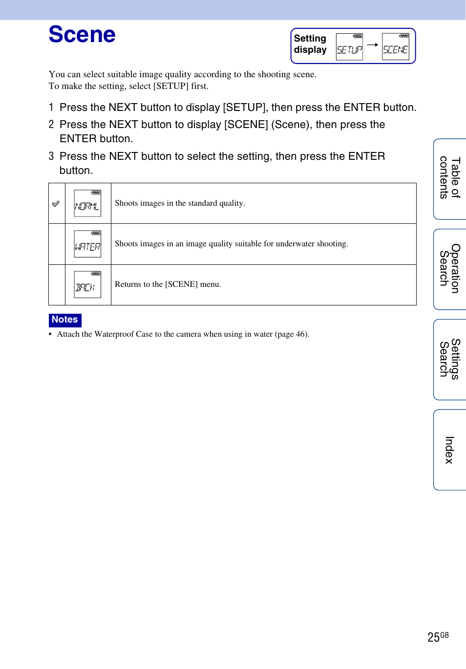 Scene | Sony HDR-AS100VR User Manual | Page 25 / 82