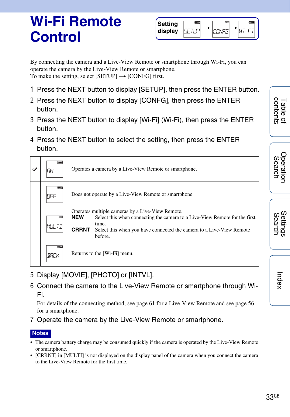 Wi-fi remote control | Sony HDR-AS100VR User Manual | Page 33 / 82