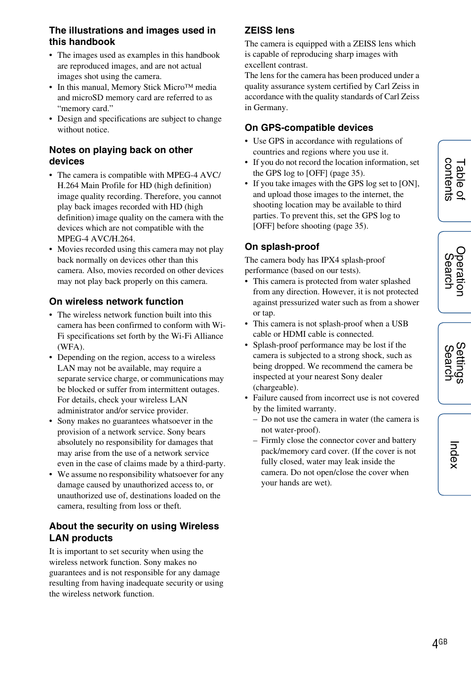 Sony HDR-AS100VR User Manual | Page 4 / 82