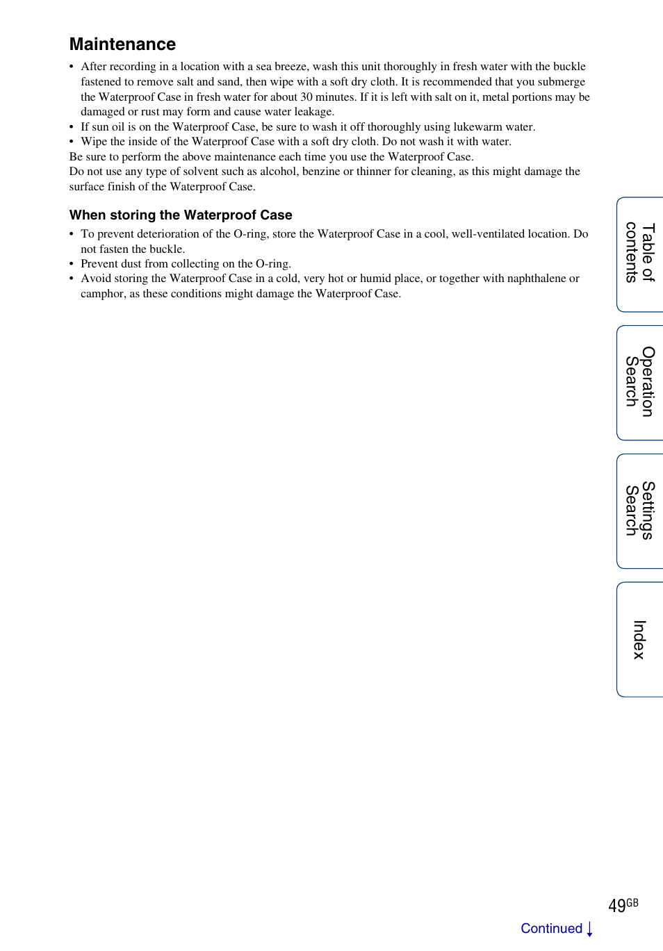 Maintenance | Sony HDR-AS100VR User Manual | Page 49 / 82