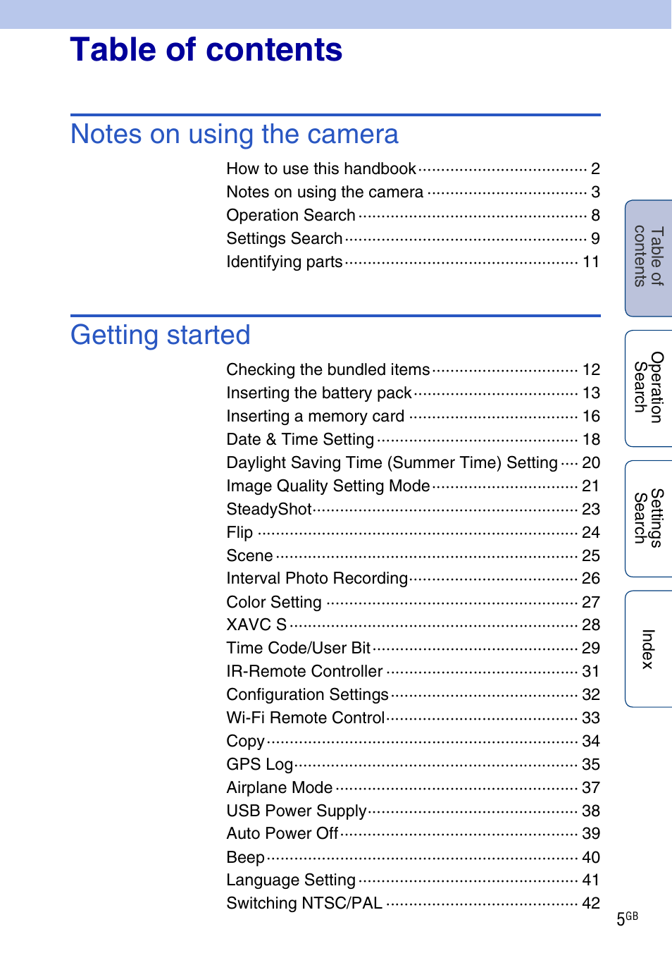 Sony HDR-AS100VR User Manual | Page 5 / 82