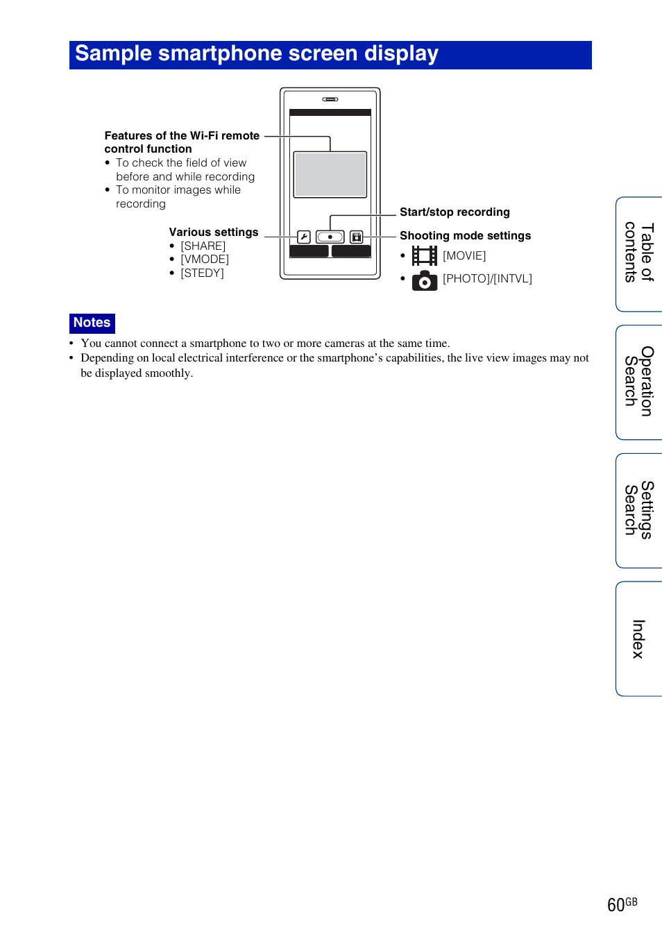 Sample smartphone screen display | Sony HDR-AS100VR User Manual | Page 60 / 82