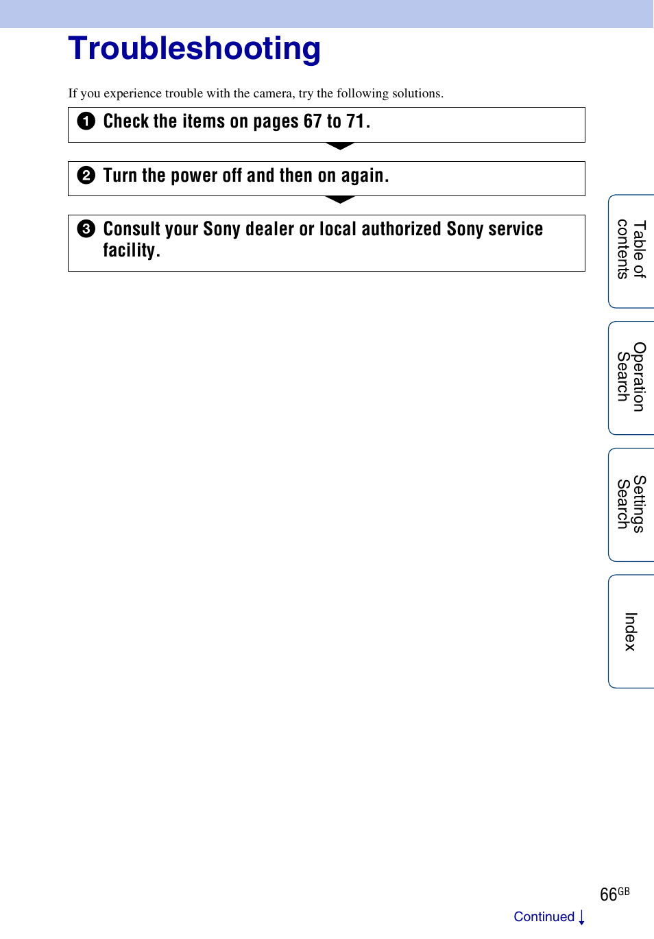 Troubleshooting | Sony HDR-AS100VR User Manual | Page 66 / 82