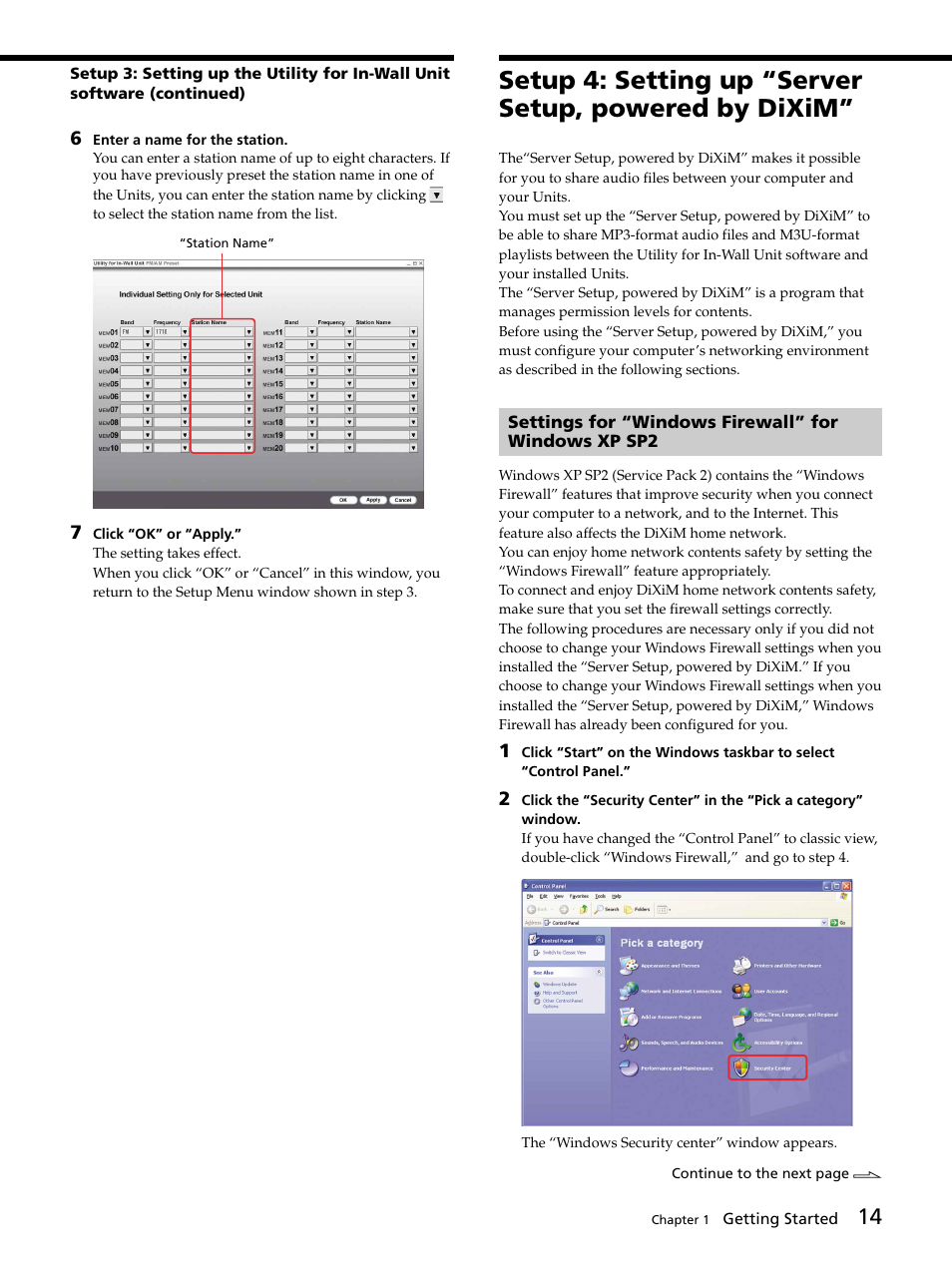 Settings for “windows firewall” for windows xp sp2 | Sony DVP-NW50 User Manual | Page 14 / 40