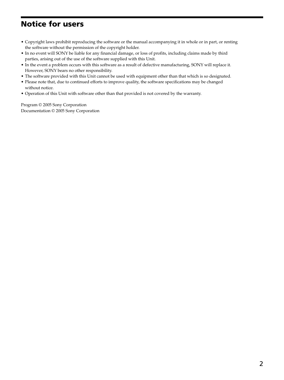Notice for users | Sony DVP-NW50 User Manual | Page 2 / 40