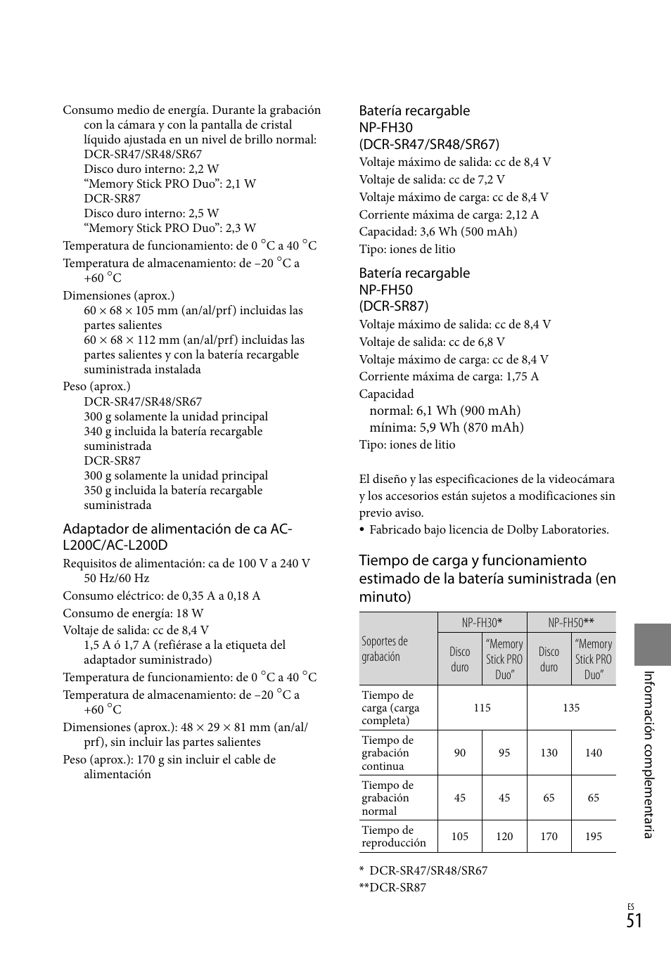 Sony DCR-SR67 User Manual | Page 109 / 116