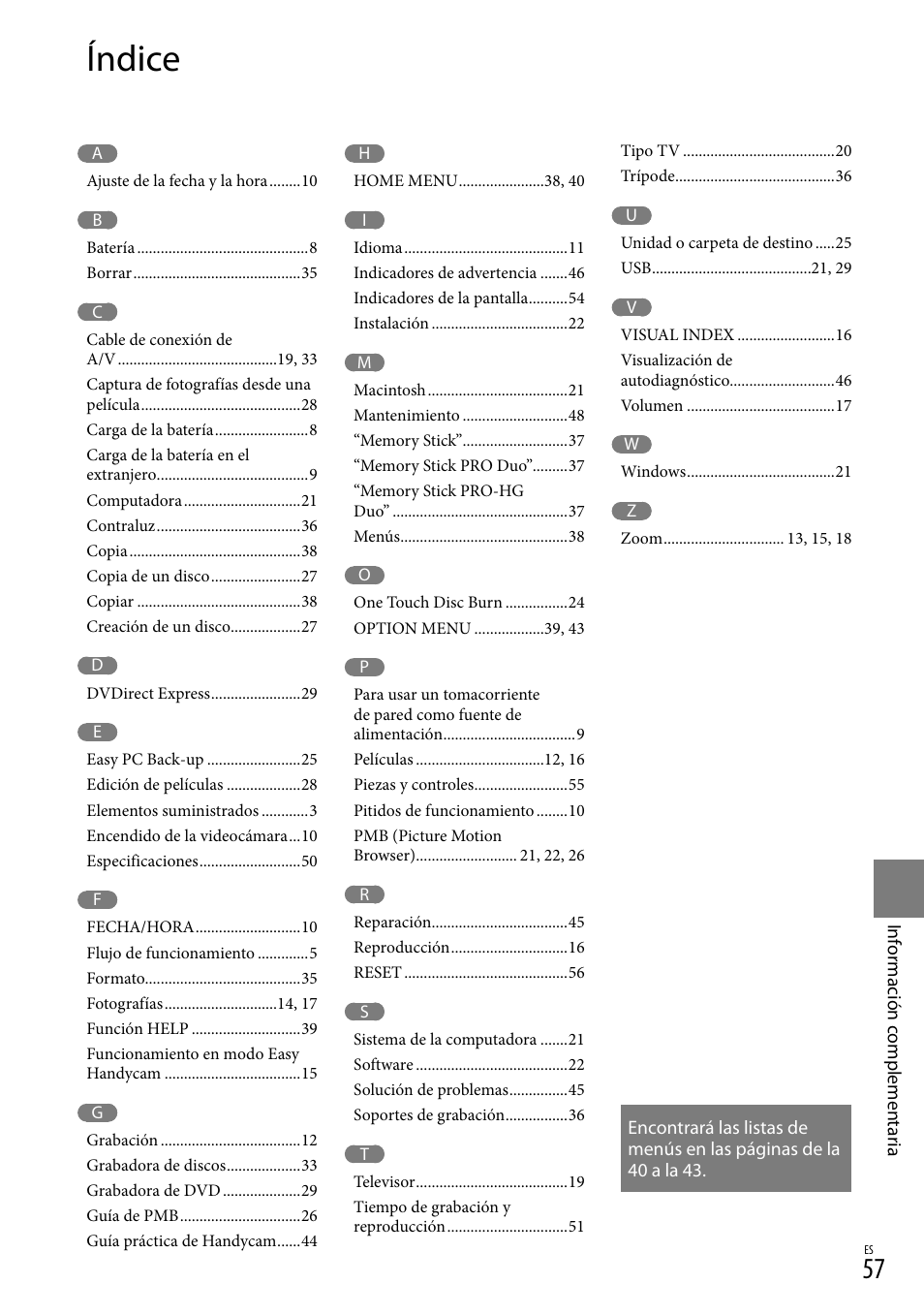 Índice | Sony DCR-SR67 User Manual | Page 115 / 116