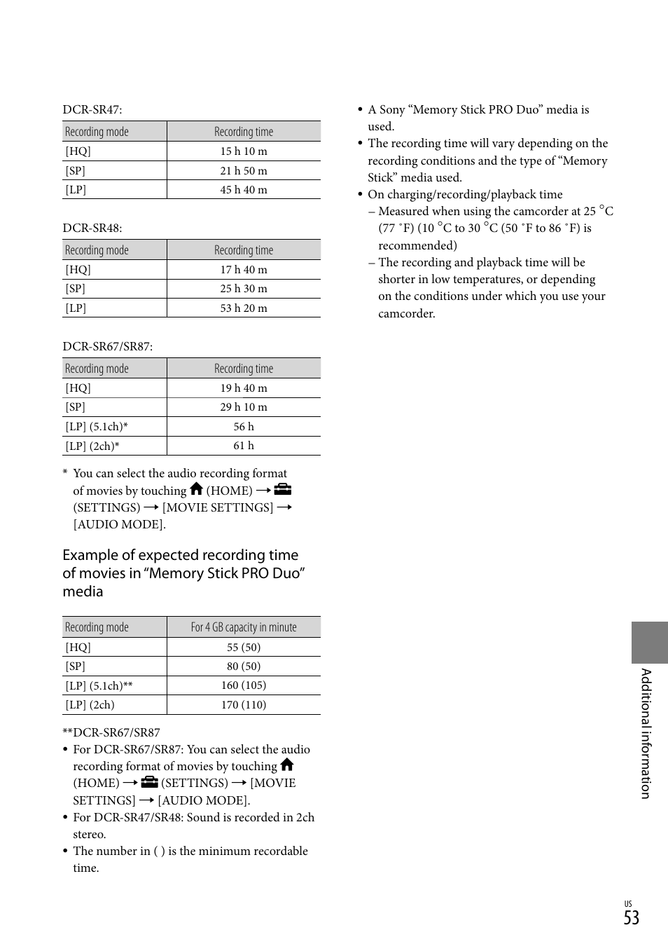 Sony DCR-SR67 User Manual | Page 53 / 116