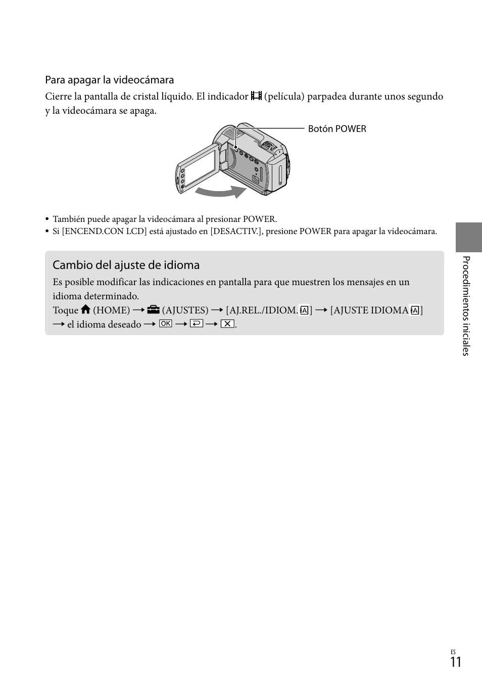 Cambio del ajuste de idioma | Sony DCR-SR67 User Manual | Page 69 / 116