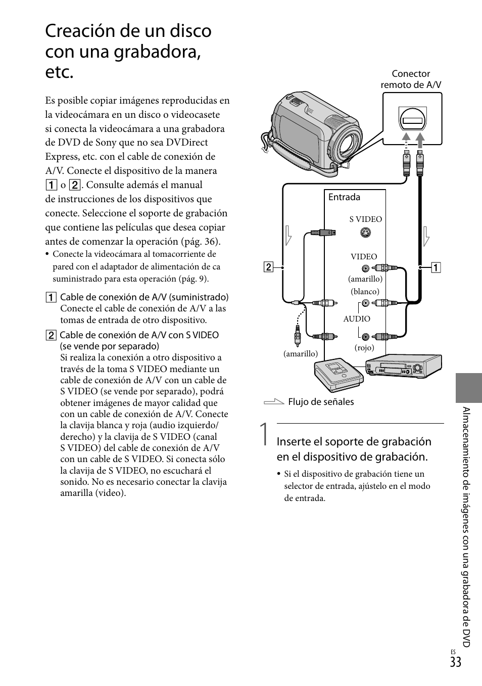 Creación de un disco con una grabadora, etc | Sony DCR-SR67 User Manual | Page 91 / 116