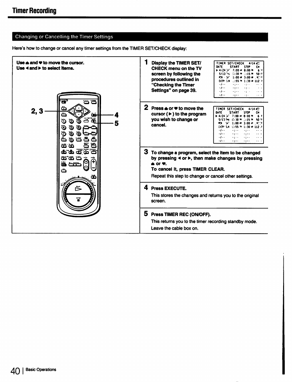 Timer recording | Sony SLV-750HF User Manual | Page 40 / 66