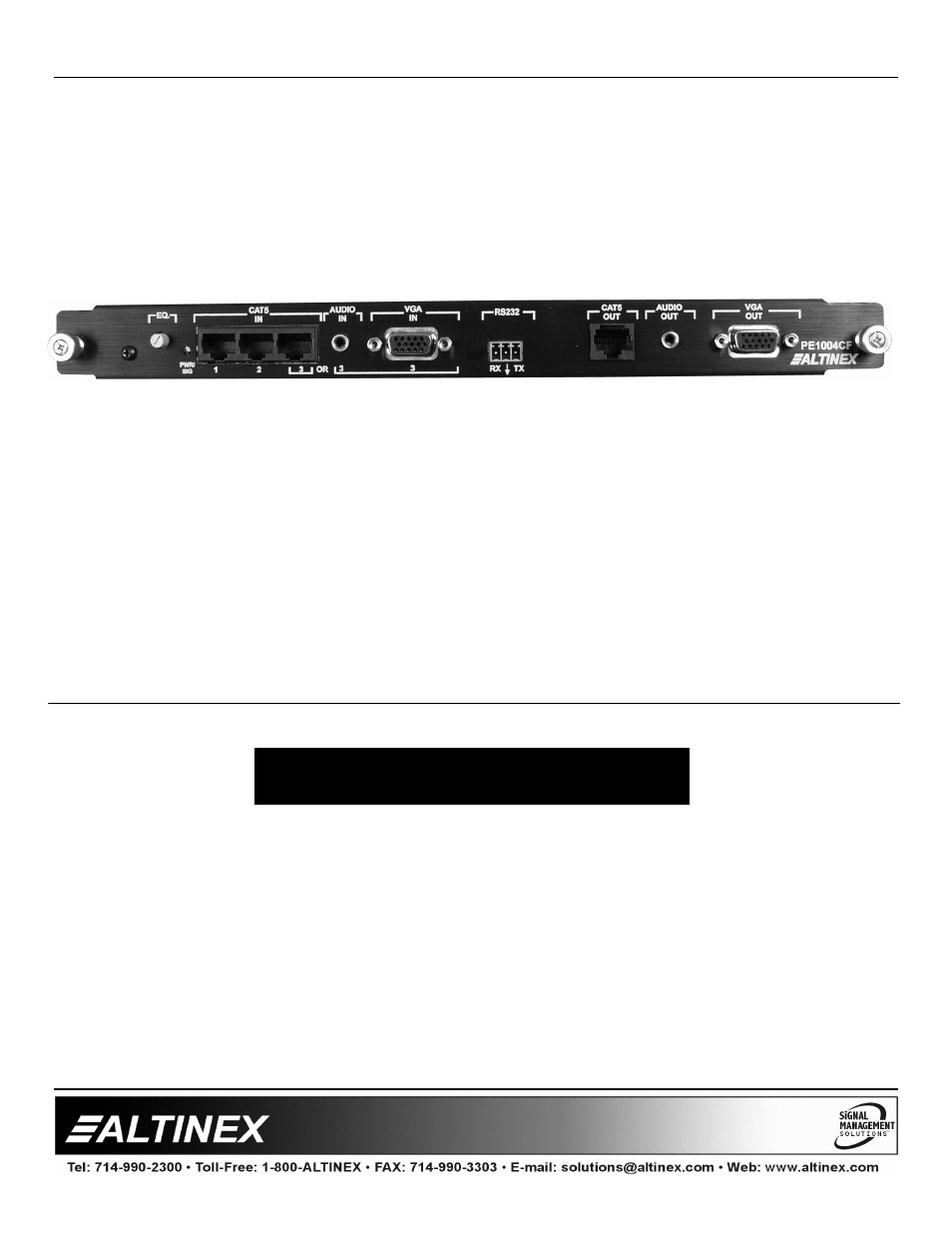 Altinex CAT-5 Receiver Card PE1004CF User Manual | 13 pages