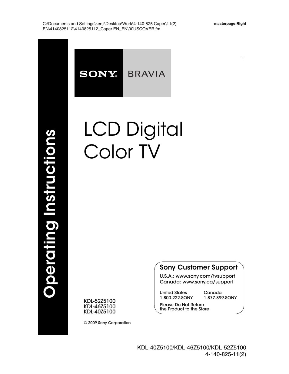 Sony KDL-52Z5100 User Manual | 48 pages