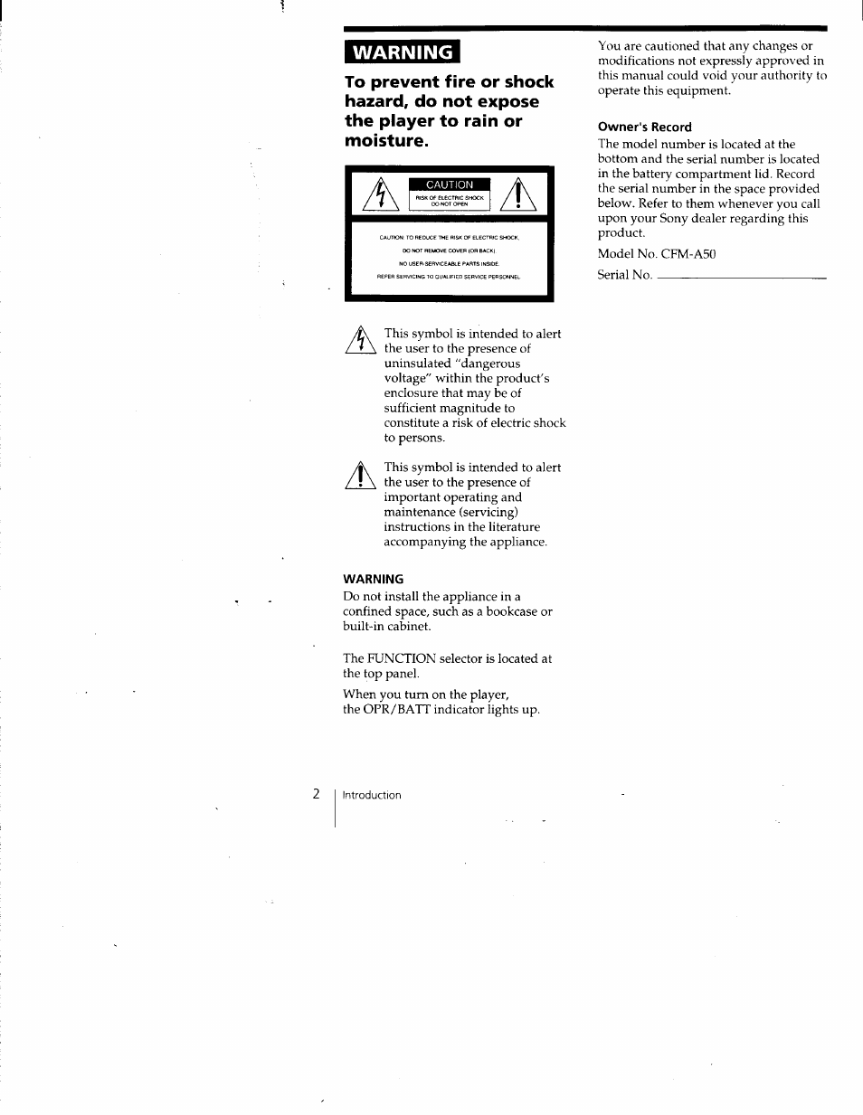 Sony CFM-A50 User Manual | Page 2 / 16