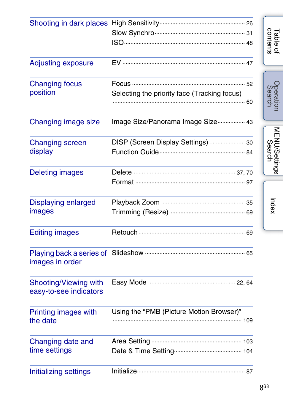 Sony DSC-W560 User Manual | Page 8 / 141