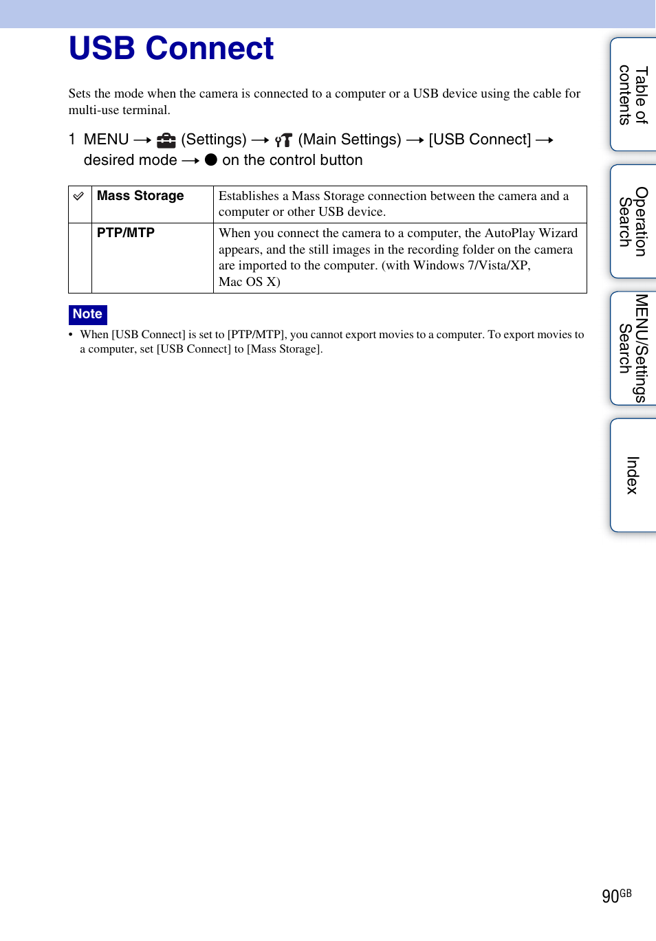 Usb connect | Sony DSC-W560 User Manual | Page 90 / 141