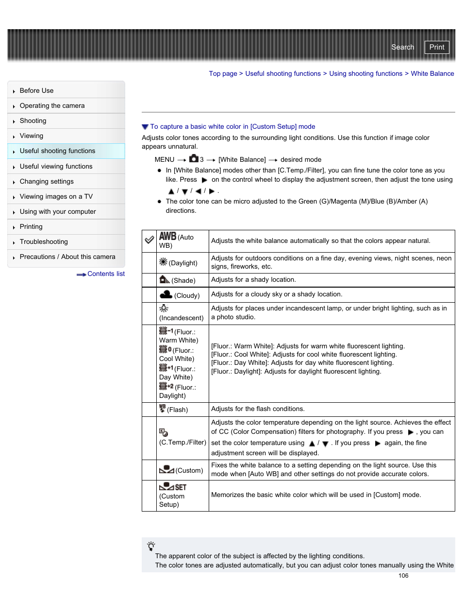 White balance, Cyber-shot user guide | Sony DSC-RX100M2 User Manual | Page 115 / 269