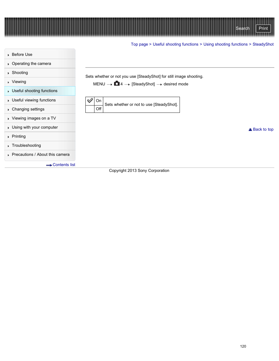 Steadyshot, Cyber-shot user guide | Sony DSC-RX100M2 User Manual | Page 129 / 269