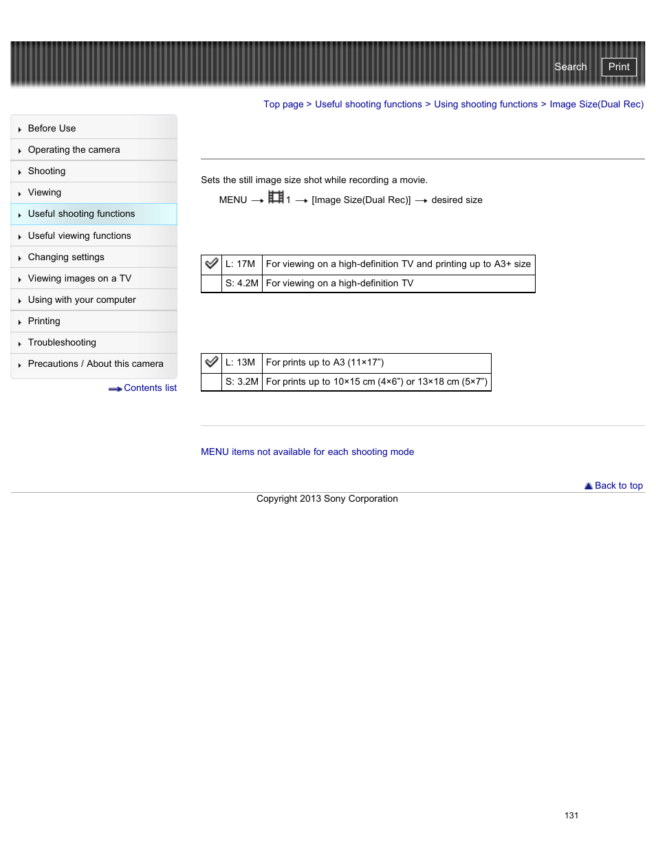 Image size(dual rec), Details, Cyber-shot user guide | Sony DSC-RX100M2 User Manual | Page 140 / 269