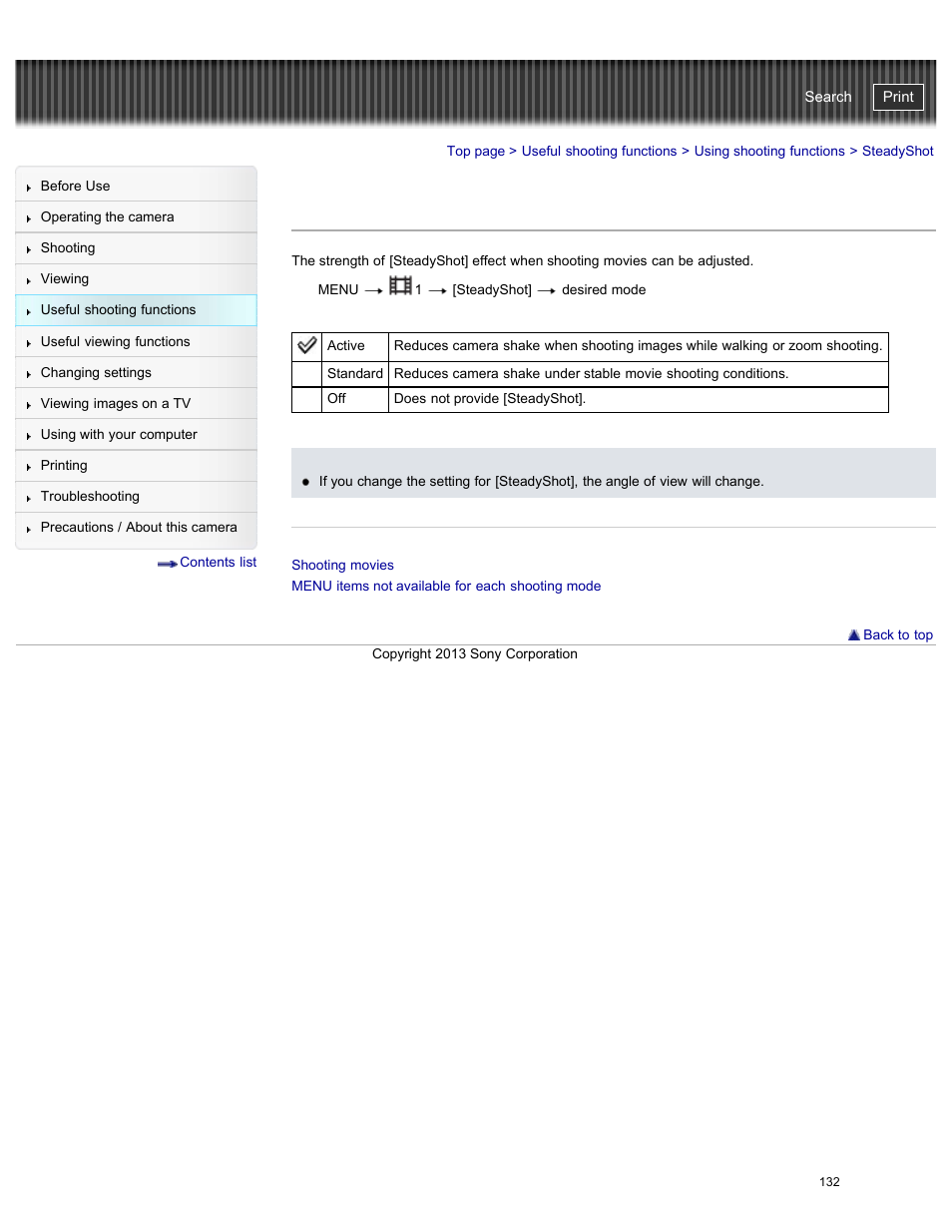 Steadyshot, Cyber-shot user guide | Sony DSC-RX100M2 User Manual | Page 141 / 269