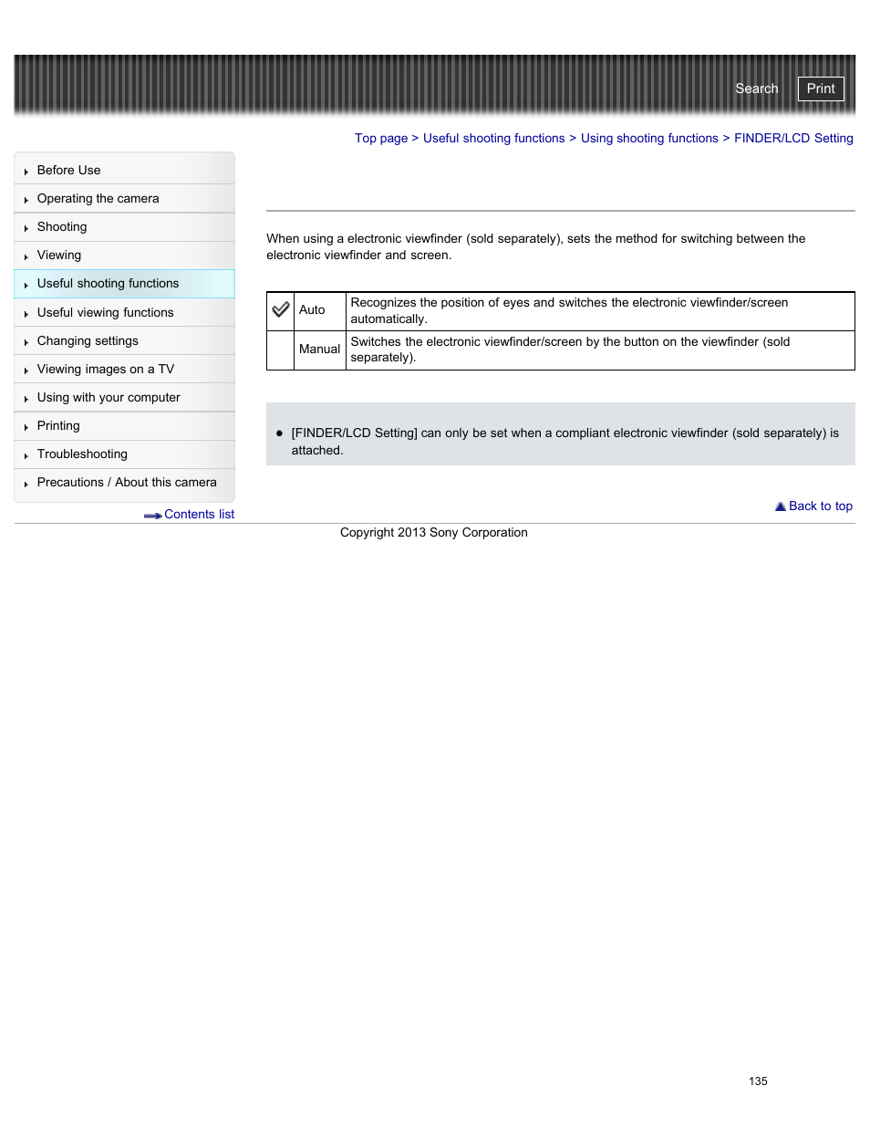 Finder/lcd setting, Cyber-shot user guide | Sony DSC-RX100M2 User Manual | Page 144 / 269
