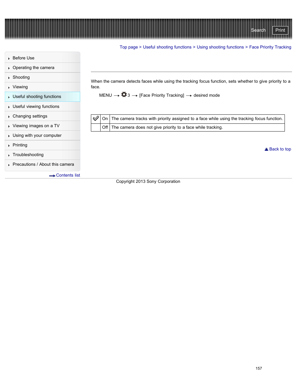 Face priority tracking, Details, Cyber-shot user guide | Sony DSC-RX100M2 User Manual | Page 166 / 269