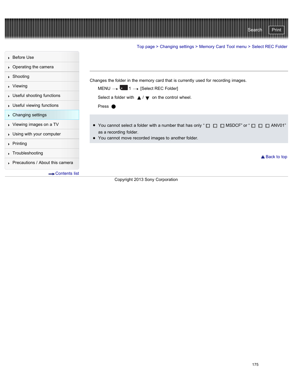 Select rec folder, Cyber-shot user guide | Sony DSC-RX100M2 User Manual | Page 184 / 269