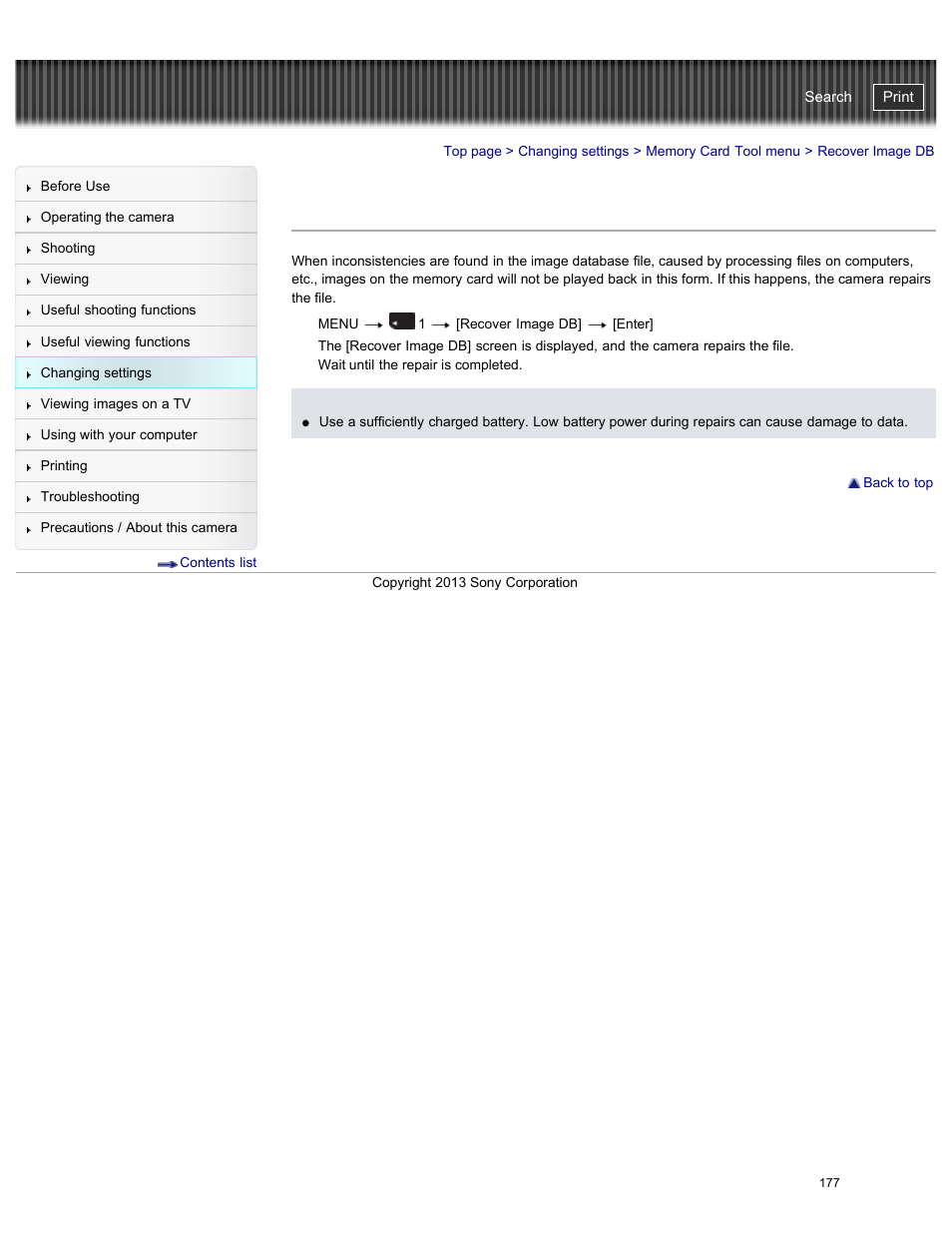 Recover image db, Cyber-shot user guide | Sony DSC-RX100M2 User Manual | Page 186 / 269