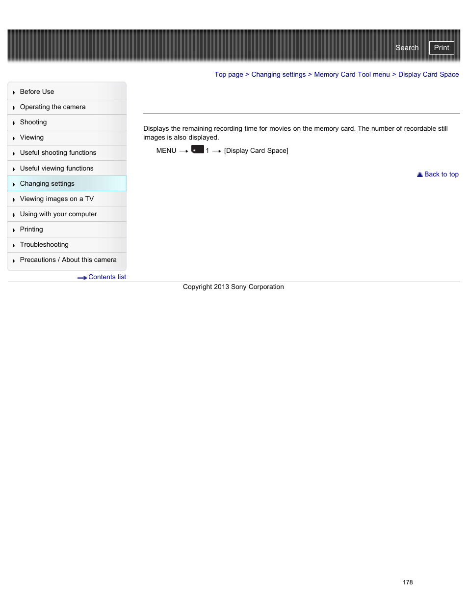 Display card space, Cyber-shot user guide | Sony DSC-RX100M2 User Manual | Page 187 / 269